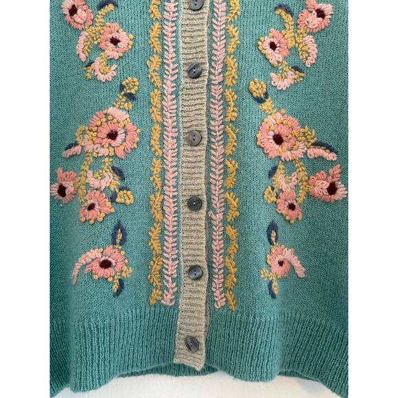 Sundance Floral Embroidered Button Down Cardigan Womens Small Cottagecore Whimsy - Picture 5 of 16
